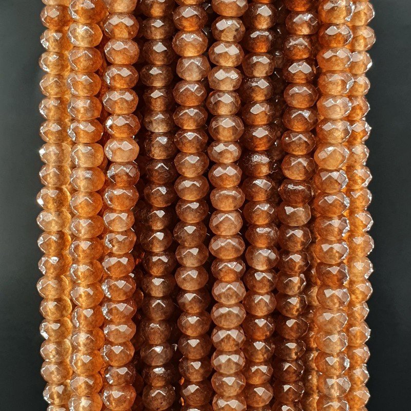 Giada Marrone in Perline Forma Rondelle Sfaccettato Foro Passante 3,5X02mm