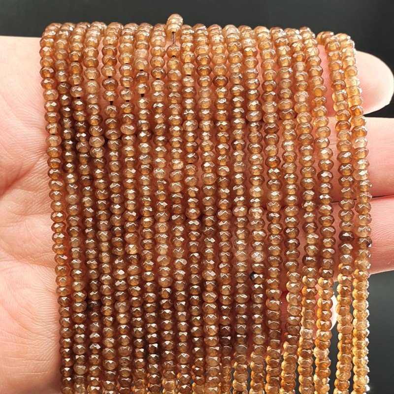 Giada Marrone in Perline Forma Rondelle Sfaccettato Foro Passante 3,5X02mm