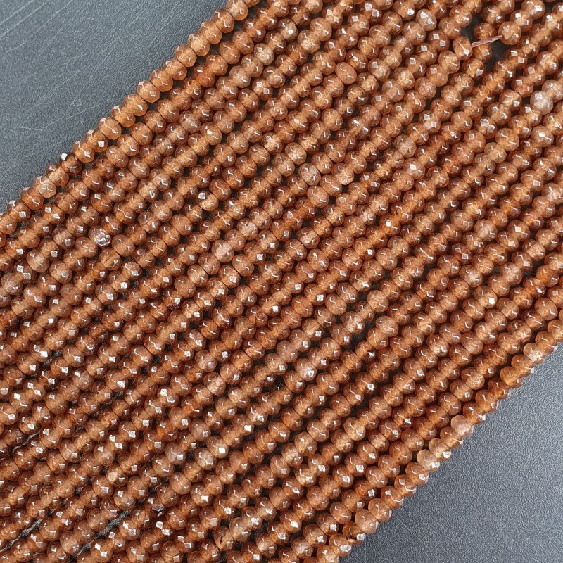 Giada Marrone in Perline Forma Rondelle Sfaccettato Foro Passante 3,5X02mm