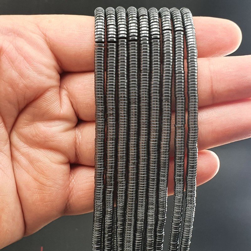 Ematite Naturale Perline Forma Rondelle Piatto Liscio 04mm