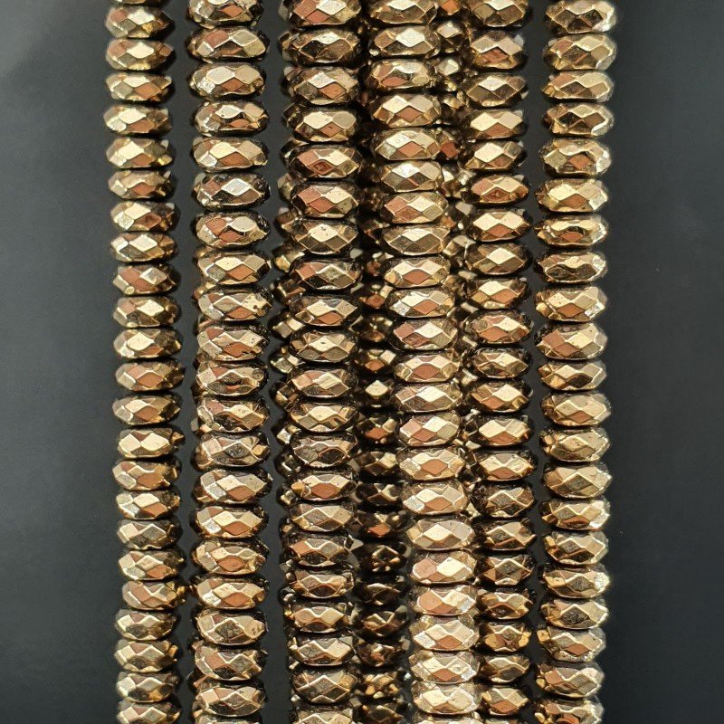 Ematite Naturale in Perline Forma Rondelle Sfaccettato Foro Passante 04mm