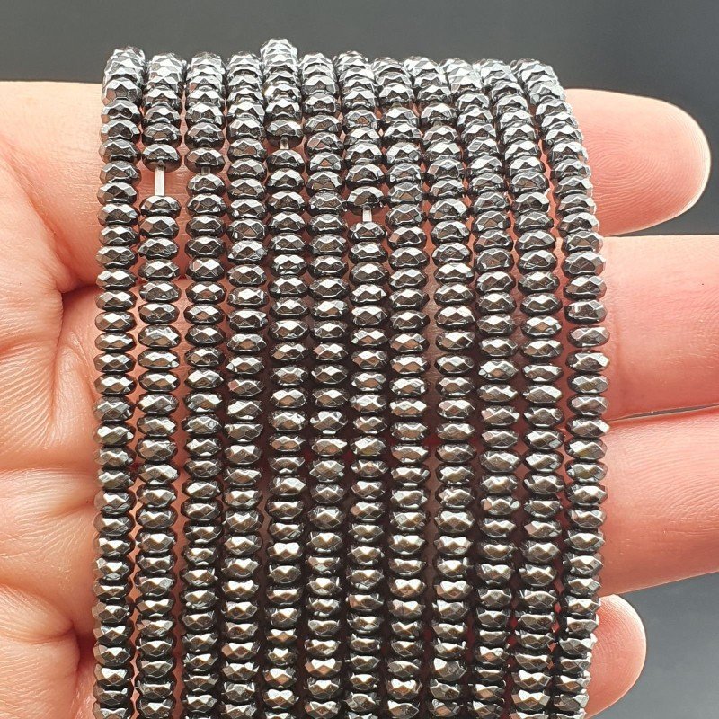 Ematite Naturale Perline Forma Rondelle Sfaccettato 04mm