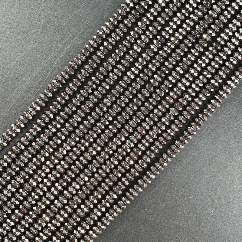 Ematite Naturale Perline Forma Rondelle Sfaccettato 04mm