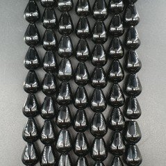Onice Nera Naturale Perline Forma Goccia Tondo Liscio Foro Passante 10X13mm