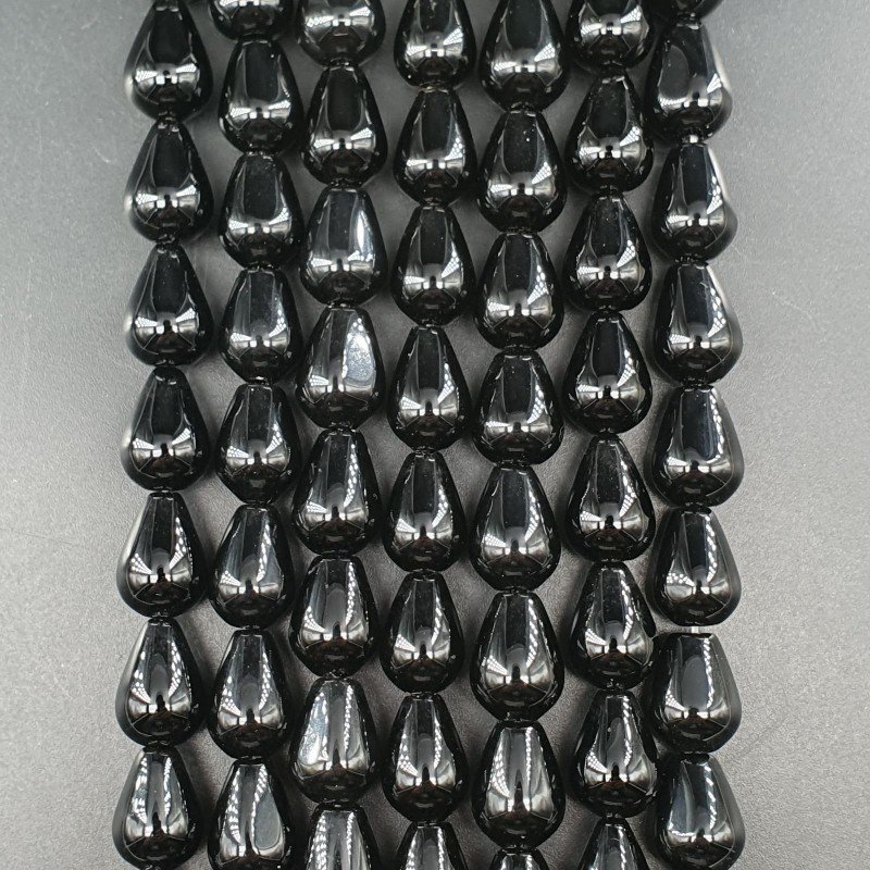 Onice Nera Naturale Perline Forma Goccia Tondo Liscio Foro Passante 10X13mm