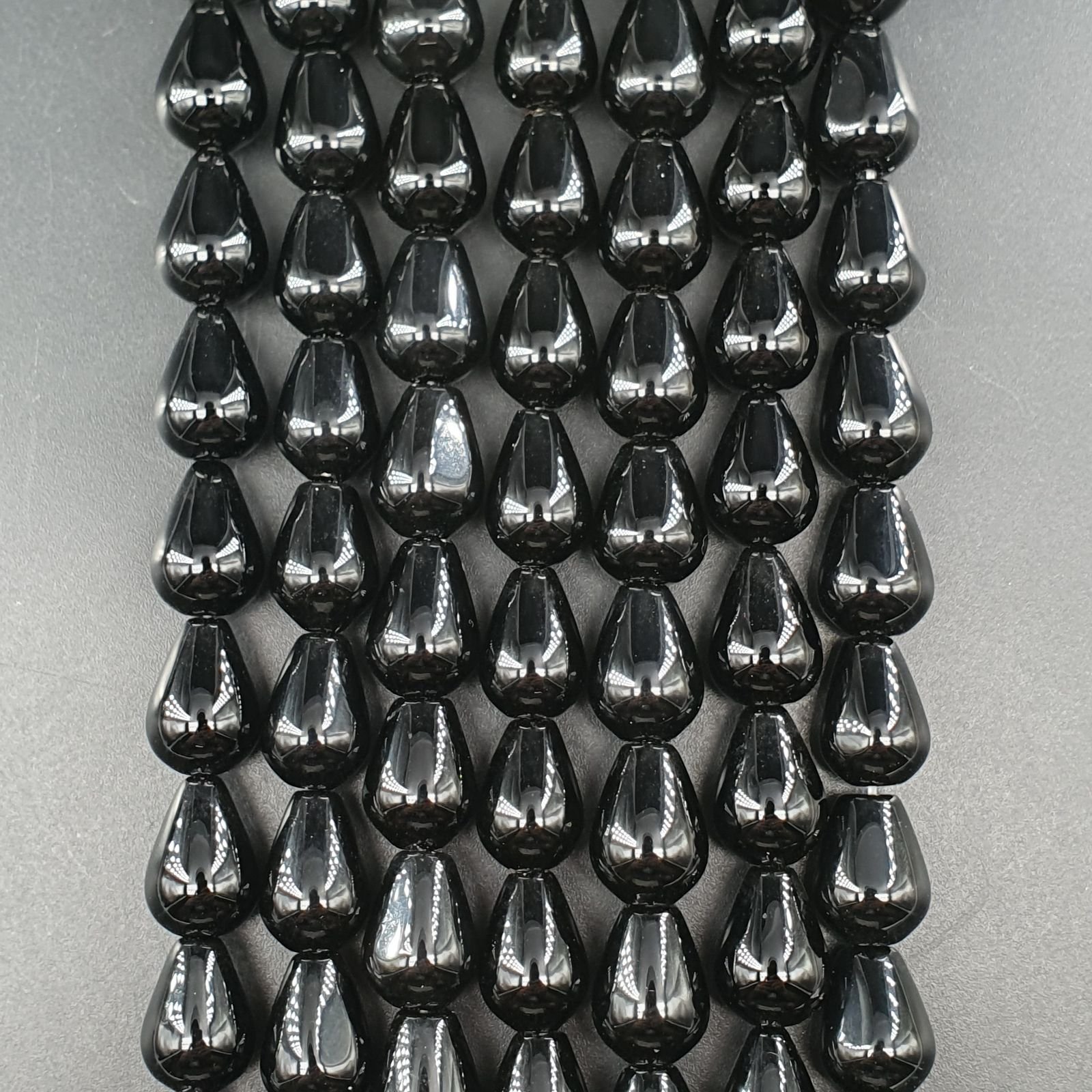 Onice Nera Naturale Perline Forma Goccia Tondo Liscio Foro Passante 10X13mm