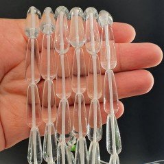 Cristallo Di Rocca Perline Forma Goccia Tondo Liscio Foro Passante 10X29mm