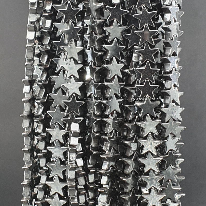 Ematite Naturale Perline Forma Stella Piatto Liscio Foro Passante 08mm