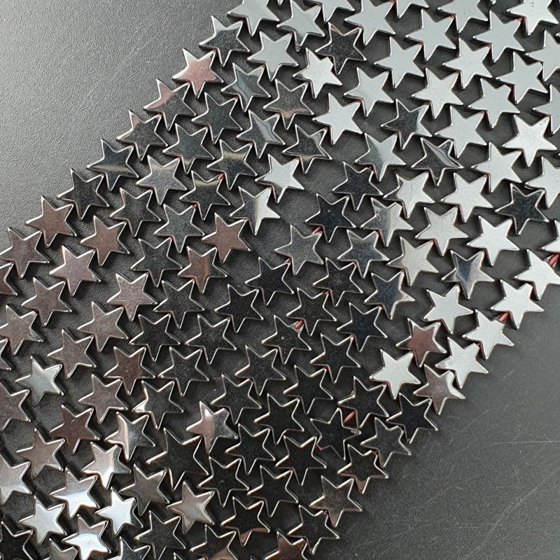 Ematite Naturale Perline Forma Stella Piatto Liscio Foro Passante 08mm