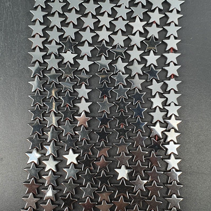 Ematite Naturale Perline Forma Stella Piatto Liscio Foro Passante 08mm