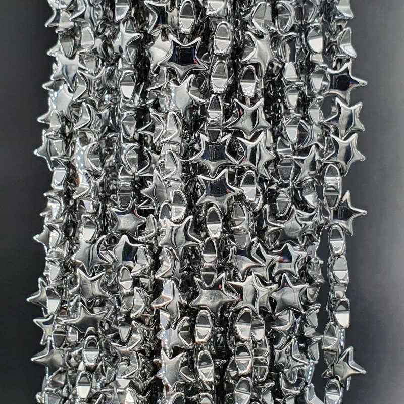 Ematite Argentato Perline Forma Stella Piatto Liscio Foro Passante 08mm Ematite Argentato Perline Forma Stella Piatto Liscio Foro Passante 08mm