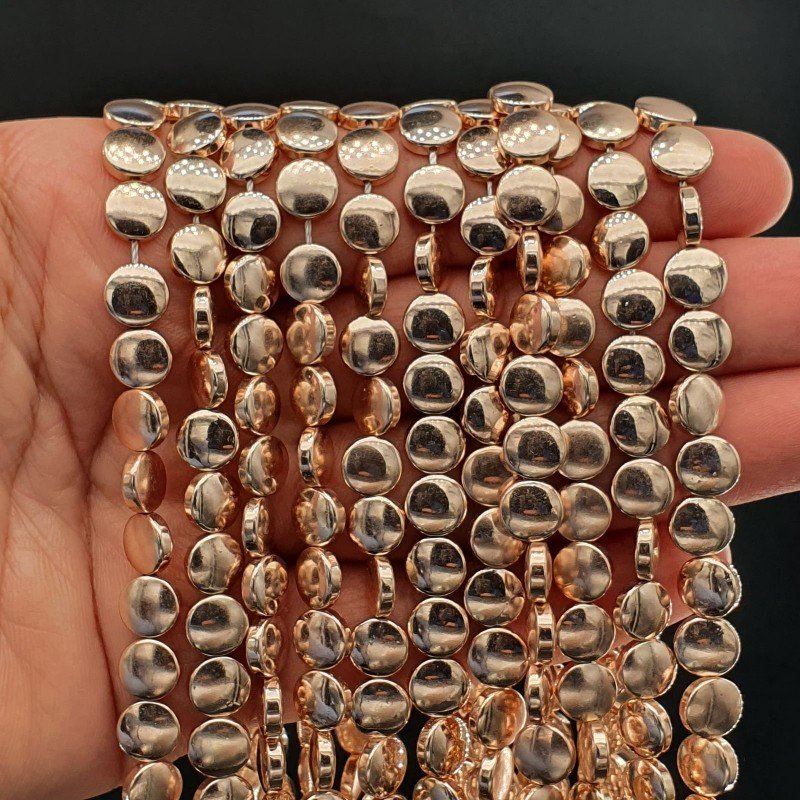 Ematite Rosato Perline Forma Tondo Piatto Liscio Foro Passante 08mm