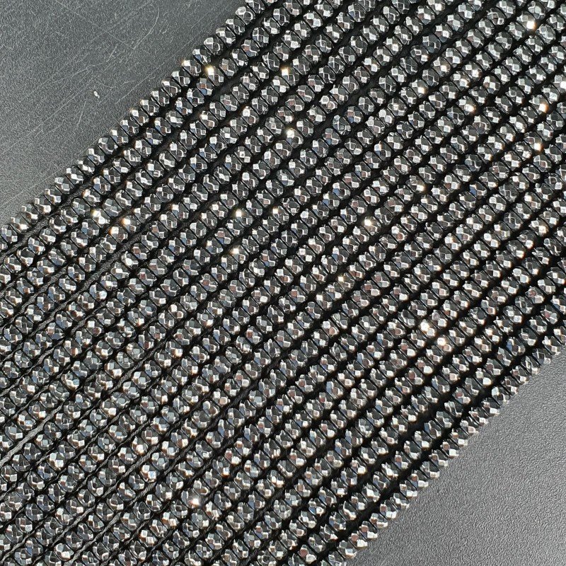 Ematite Naturale Perline Forma Rondelle Sfaccettato 03mm