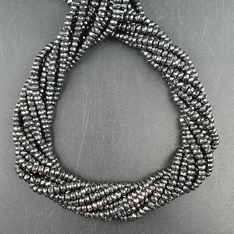 Ematite Naturale Perline Forma Rondelle Sfaccettato 03mm