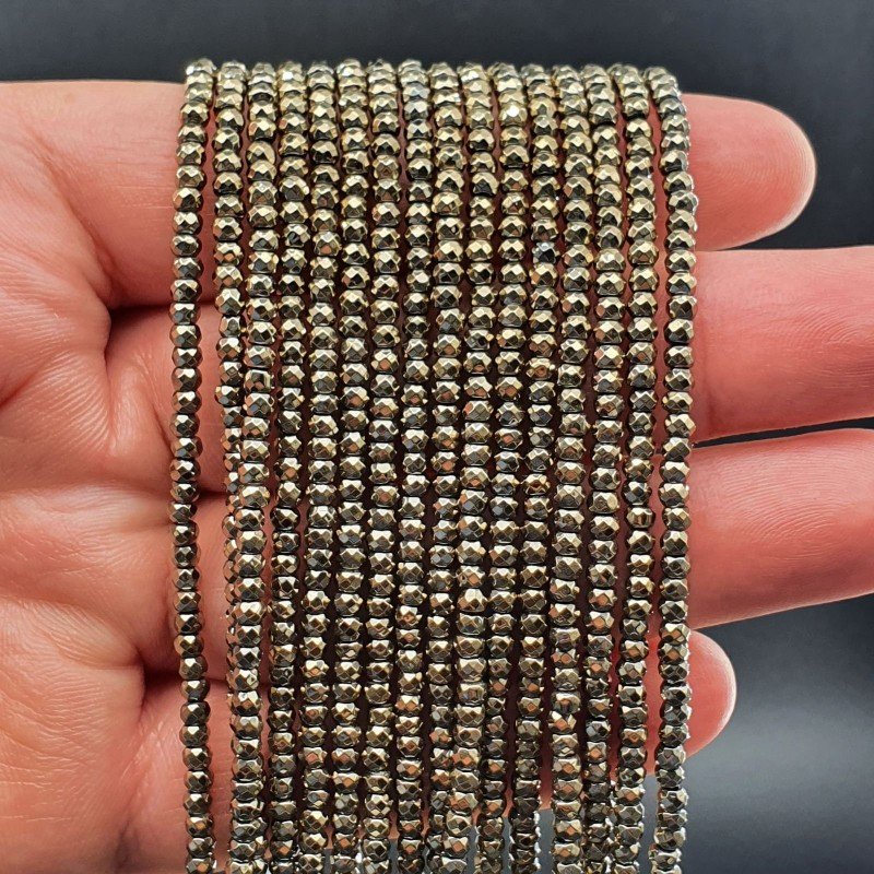 Ematite in Perline Forma Rondelle Sfaccettato Foro Passante 03mm