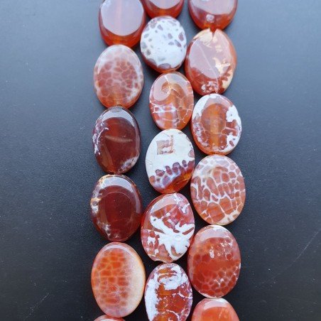Corniola Di Fuoco Naturale in Perline Forma Ovale Piatto Liscio Foro Passante 13x18mm