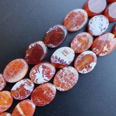Corniola Di Fuoco Naturale in Perline Forma Ovale Piatto Liscio Foro Passante 13x18mm