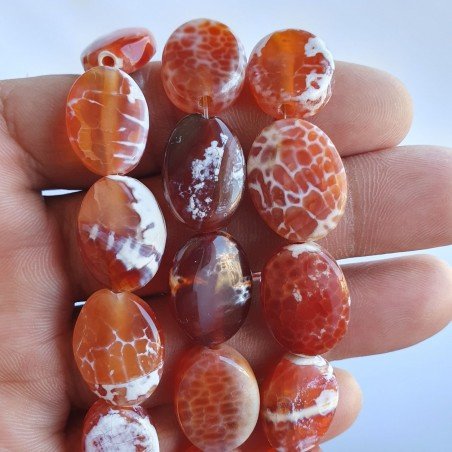 Corniola Di Fuoco Naturale in Perline Forma Ovale Piatto Liscio Foro Passante 13x18mm
