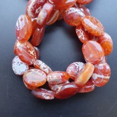 Corniola Di Fuoco Naturale in Perline Forma Ovale Piatto Liscio Foro Passante 13x18mm