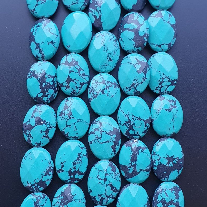 Pasta Di Turchese Sfumato in Perline Forma Ovale Piatto Sfaccettato Foro Passante 15X20mm
