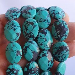 Pasta Di Turchese Sfumato in Perline Forma Ovale Piatto Sfaccettato Foro Passante 15X20mm