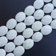 Agata Bianca in Perline Forma Ovale Piatto Liscio Foro Passante 18X22mm
