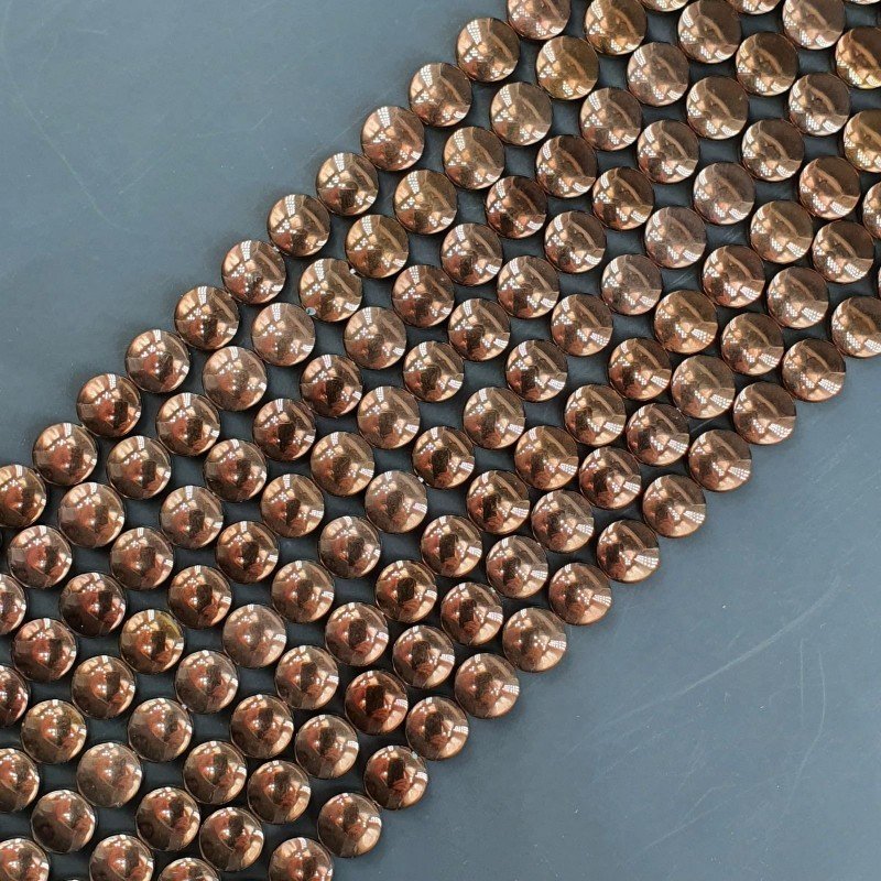 Ematite Bronzato Perline Forma Tondo Piatto Liscio Foro Passante 08mm