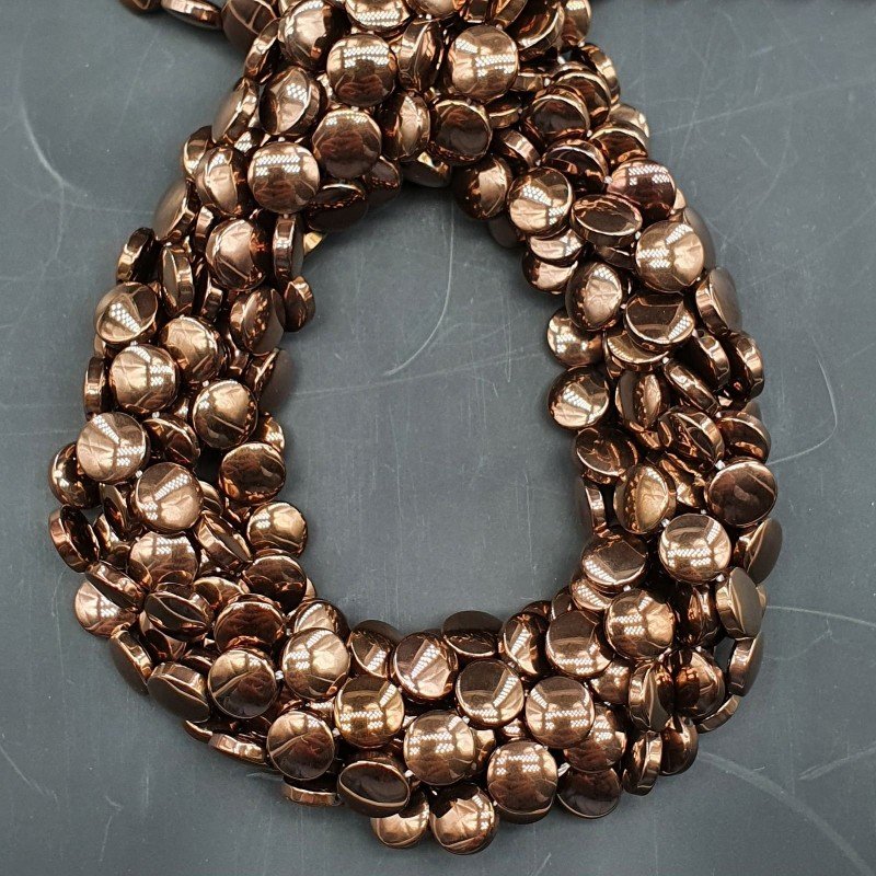 Ematite Bronzato Perline Forma Tondo Piatto Liscio Foro Passante 08mm