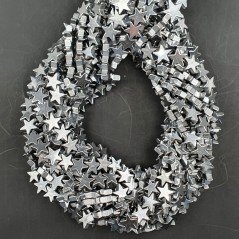 Ematite Argentato Perline Forma Stella Piatto Liscio Foro Passante 08mm
