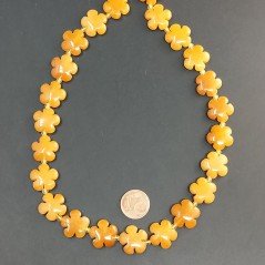 Calcite Gialla Naturale Perline Forma Fiori Piatto Liscio Foro Passante 15mm