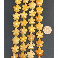 Calcite Gialla Naturale Perline Forma Fiori Piatto Liscio Foro Passante 15mm