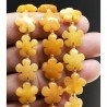 Calcite Gialla Naturale Perline Forma Fiori Piatto Liscio Foro Passante 15mm