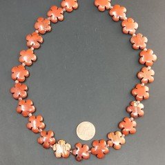 Diapro Rosso Naturale Perline Forma Fiore Inciso Liscio Piatto Foro Passante 15mm Diapro Rosso Naturale Perline Forma Fiore Inciso Liscio Piatto Foro Passante 15mm