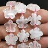 Quarzo Rosa Naturale Perline Forma Fiori Inciso Liscio Piatto Foro Passante 15mm