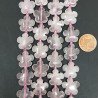 Quarzo Rosa Naturale Perline Forma Fiori Inciso Liscio Piatto Foro Passante 15mm