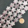 Quarzo Rosa Naturale Perline Forma Fiori Inciso Liscio Piatto Foro Passante 15mm