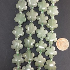 Avventurina Verde Naturale Perline Forma Fiori Piatto Liscio Foro Passante 15mm