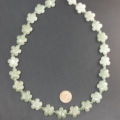 Avventurina Verde Naturale Perline Forma Fiori Piatto Liscio Foro Passante 15mm