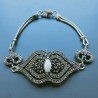 Bracciale Di Argento 925 con Spinello Nero, Perle di Fiume, Zircone Sfacettato Stile Etnico