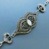 Bracciale Di Argento 925 con Spinello Nero, Perle di Fiume, Zircone Sfacettato Stile Etnico