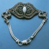 Bracciale Di Argento 925 con Spinello Nero, Perle di Fiume, Zircone Sfacettato Stile Etnico