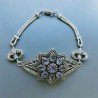 Bracciale Di Argento 925 con Ametista, Zircone Sfacettato Stile Etnico