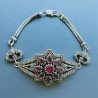 Bracciale Di Argento 925 con Radice di Rubino, Zircone Sfacettato Stile Etnico