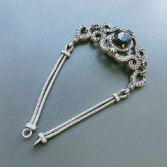 Bracciale Di Argento 925 con Spinello Nero, Zircone Sfacettato Stile Etnico