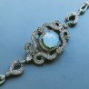 Bracciale Di Argento 925 con Calcedonia Verde, Zircone Sfacettato Stile Etnico