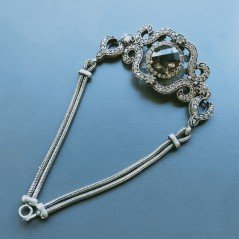 Bracciale Di Argento 925 con Quarzo Fume Briolette, Zircone Sfacettato Stile Etnico