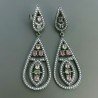 Orecchini Di Argento 925 con Tormalina Multicolore Sfaccettato con Zircone a Perno Brunito