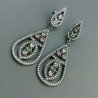 Orecchini Di Argento 925 con Tormalina Multicolore Sfaccettato con Zircone a Perno Brunito