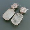 Orecchini Di Argento 925 con Quarzo Rutilato Briolette Taglio Cuscino Sfaccettato a Perno Rosato