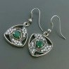 Orecchini Di Argento 925 con Radice di Smeraldo Sfaccettato con Zircone a Monachella Stile Etnico
